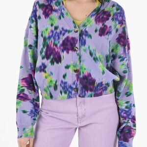 Kenzo Women's Purple and Green Cardigan SZ L